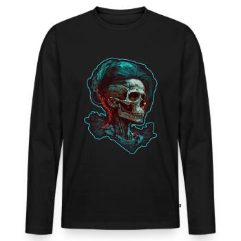Böse Alte Frau Horror Skelett Dämon Bikerin - Männer Premium Bio Langarmshirt - Schwarz - Vorne - Nico (187cm)