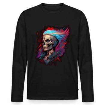 Evil Old Woman Horreur Squelette Démon Bikerin - T-shirt manches longues Premium bio Homme - noir - Devant - Nico (187cm)