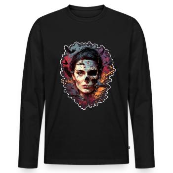 Böse Alte Frau Horror Skelett Dämon Bikerin - Männer Premium Bio Langarmshirt - Schwarz - Vorne - Nico (187cm)