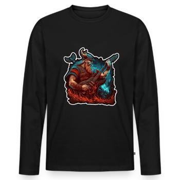 Viking Norse Rock Guitare Nordique Abstrait - T-shirt manches longues Premium bio Homme - noir - Devant - Nico (187cm)