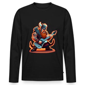 Viking Norse Rock Guitare Nordique Abstrait - T-shirt manches longues Premium bio Homme - noir - Devant - Nico (187cm)