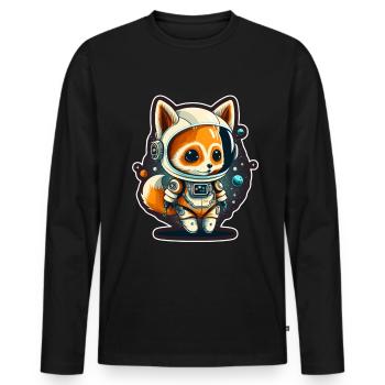 Mignon Fox Space Astronaute Planète Espace - T-shirt manches longues Premium bio Homme - noir - Devant - Nico (187cm)