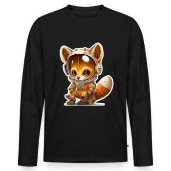 Mignon Fox Space Astronaute Planète Espace - T-shirt manches longues Premium bio Homme - noir - Devant - Nico (187cm)
