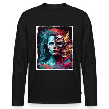 Evil Old Woman Horreur Squelette Démon Bikerin - T-shirt manches longues Premium bio Homme - noir - Devant - Nico (187cm)
