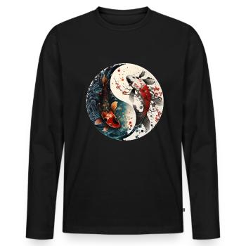 Japan Koi Fish Carp Japanese Cherry Blossom - Men's Premium Organic Long Sleeve Shirt - black - Front - Nico (187cm)