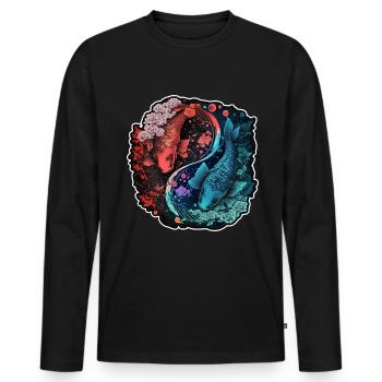 Japan Koi Fish Carp Japanese Cherry Blossom - Men's Premium Organic Long Sleeve Shirt - black - Front - Nico (187cm)