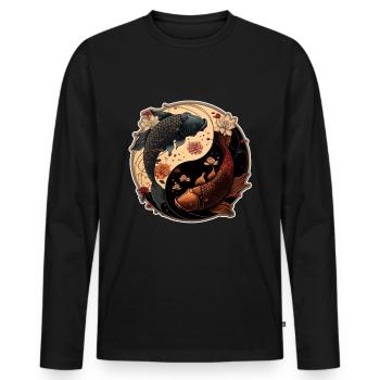 Japan Koi Fish Carp Japanese Cherry Blossom - Men's Premium Organic Long Sleeve Shirt - black - Front - Nico (187cm)