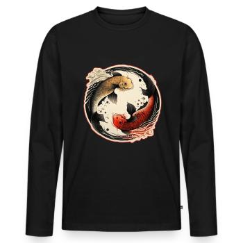 Japan Koi Fish Carp Japanese Cherry Blossom - Men's Premium Organic Long Sleeve Shirt - black - Front - Nico (187cm)