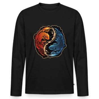 Japan Koi Fisch Karpfen Japanisch Kirschblüte - Männer Premium Bio Langarmshirt - Schwarz - Vorne - Nico (187cm)