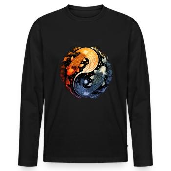 Japan Koi Fish Carp Japanese Cherry Blossom - Men's Premium Organic Long Sleeve Shirt - black - Front - Nico (187cm)