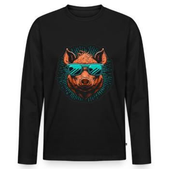 Chasse au sanglier Chasseur Sanglier Chasse Forêt - T-shirt manches longues Premium bio Homme - noir - Devant - Nico (187cm)