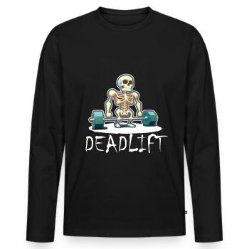 Soulevé de terre Skeleton Bodybuilding Sport Soulevé de terre - T-shirt manches longues Premium bio Homme - noir - Devant - Nico (187cm)