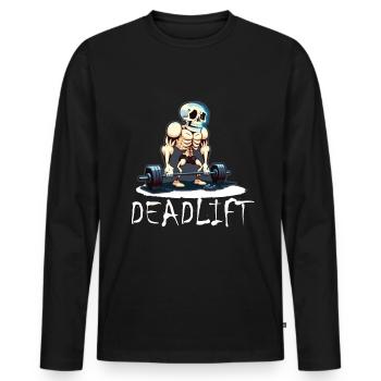 Soulevé de terre Skeleton Bodybuilding Sport Soulevé de terre - T-shirt manches longues Premium bio Homme - noir - Devant - Nico (187cm)