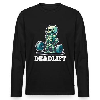 Soulevé de terre Skeleton Bodybuilding Sport Soulevé de terre - T-shirt manches longues Premium bio Homme - noir - Devant - Nico (187cm)