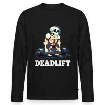 Soulevé de terre Skeleton Bodybuilding Sport Soulevé de terre - T-shirt manches longues Premium bio Homme - noir - Devant - Nico (187cm)