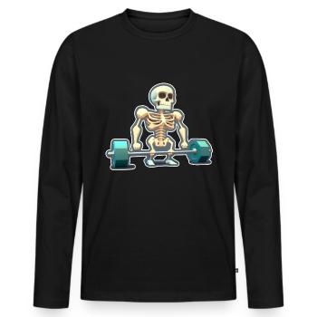 Soulevé de terre Skeleton Bodybuilding Sport Soulevé de terre - T-shirt manches longues Premium bio Homme - noir - Devant - Nico (187cm)