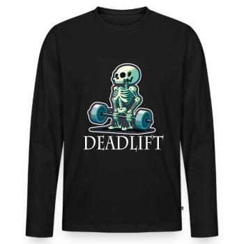 Soulevé de terre Skeleton Bodybuilding Sport Soulevé de terre - T-shirt manches longues Premium bio Homme - noir - Devant - Nico (187cm)