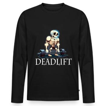 Soulevé de terre Skeleton Bodybuilding Sport Soulevé de terre - T-shirt manches longues Premium bio Homme - noir - Devant - Nico (187cm)
