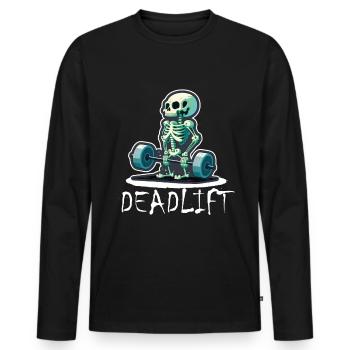 Soulevé de terre Skeleton Bodybuilding Sport Soulevé de terre - T-shirt manches longues Premium bio Homme - noir - Devant - Nico (187cm)
