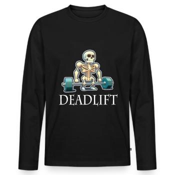 Soulevé de terre Skeleton Bodybuilding Sport Soulevé de terre - T-shirt manches longues Premium bio Homme - noir - Devant - Nico (187cm)