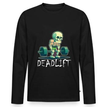 Soulevé de terre Skeleton Bodybuilding Sport Soulevé de terre - T-shirt manches longues Premium bio Homme - noir - Devant - Nico (187cm)