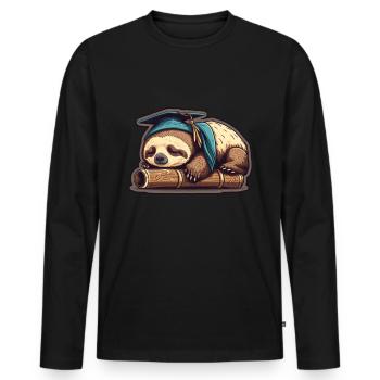 Degree Sleeping Sloth Uni Master Bachelor - Men's Premium Organic Long Sleeve Shirt - black - Front - Nico (187cm)