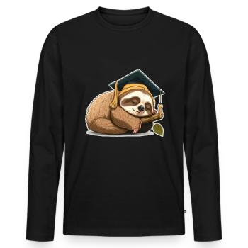Degree Sleeping Sloth Uni Master Bachelor - Men's Premium Organic Long Sleeve Shirt - black - Front - Nico (187cm)