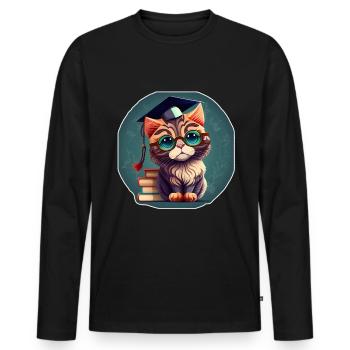 Abschluss Schlafen Katze Uni Master Bachelor - Männer Premium Bio Langarmshirt - Schwarz - Vorne - Nico (187cm)