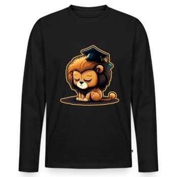 Graduation Sleeping Leo Uni Master Bachelor School - Men's Premium Organic Long Sleeve Shirt - black - Front - Nico (187cm)