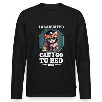 Abschluss Schlafen Katze Uni Master Bachelor - Männer Premium Bio Langarmshirt - Schwarz - Vorne - Nico (187cm)