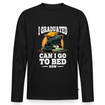 Abschluss Schlafen Katze Uni Master Bachelor - Männer Premium Bio Langarmshirt - Schwarz - Vorne - Nico (187cm)