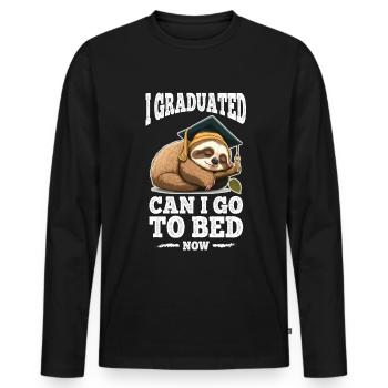 Degree Sleeping Sloth Uni Master Bachelor - Men's Premium Organic Long Sleeve Shirt - black - Front - Nico (187cm)