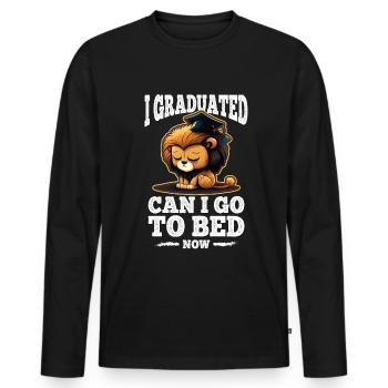 Graduation Sleeping Leo Uni Master Bachelor School - Men's Premium Organic Long Sleeve Shirt - black - Front - Nico (187cm)