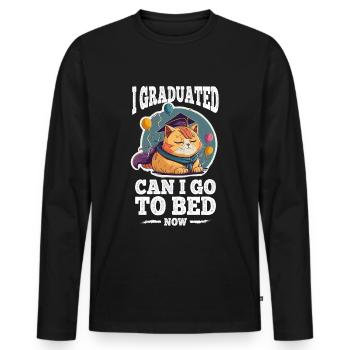 Abschluss Schlafen Katze Uni Master Bachelor - Männer Premium Bio Langarmshirt - Schwarz - Vorne - Nico (187cm)