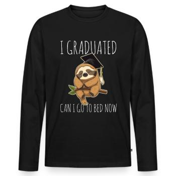Degree Sleeping Sloth Uni Master Bachelor - Men's Premium Organic Long Sleeve Shirt - black - Front - Nico (187cm)