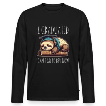 Degree Sleeping Sloth Uni Master Bachelor - Men's Premium Organic Long Sleeve Shirt - black - Front - Nico (187cm)
