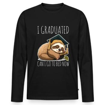 Degree Sleeping Sloth Uni Master Bachelor - Men's Premium Organic Long Sleeve Shirt - black - Front - Nico (187cm)