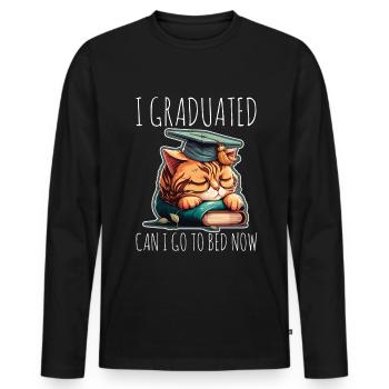 Abschluss Schlafen Katze Uni Master Bachelor - Männer Premium Bio Langarmshirt - Schwarz - Vorne - Nico (187cm)
