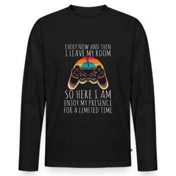 Every Now And Then I Leave My Room Gamer Gaming - Männer Premium Bio Langarmshirt - Schwarz - Vorne - Nico (187cm)