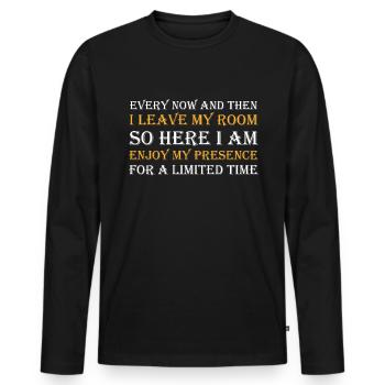 Every Now And Then I Leave My Room Gamer Gaming - Männer Premium Bio Langarmshirt - Schwarz - Vorne - Nico (187cm)