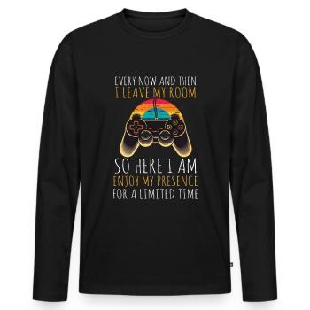 De temps en temps, je quitte ma chambre Gamer Gaming - T-shirt manches longues Premium bio Homme - noir - Devant - Nico (187cm)