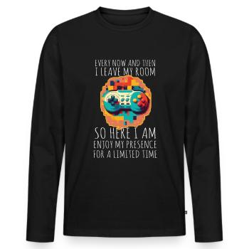 Every Now And Then I Leave My Room Gamer Gaming - Männer Premium Bio Langarmshirt - Schwarz - Vorne - Nico (187cm)