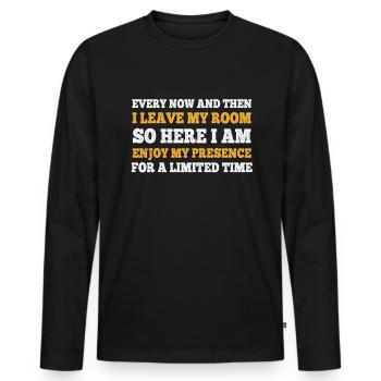 Every Now And Then I Leave My Room Gamer Gaming - Männer Premium Bio Langarmshirt - Schwarz - Vorne - Nico (187cm)