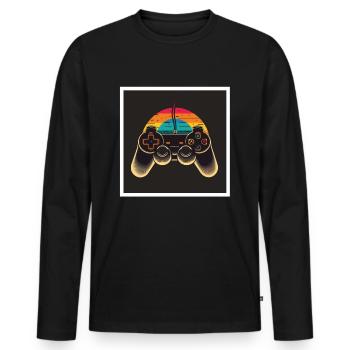 Every Now And Then I Leave My Room Gamer Gaming - Männer Premium Bio Langarmshirt - Schwarz - Vorne - Nico (187cm)