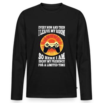 De temps en temps, je quitte ma chambre Gamer Gaming - T-shirt manches longues Premium bio Homme - noir - Devant - Nico (187cm)
