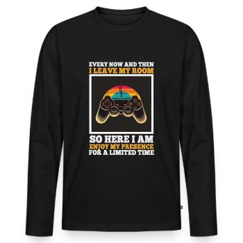 Every Now And Then I Leave My Room Gamer Gaming - Männer Premium Bio Langarmshirt - Schwarz - Vorne - Nico (187cm)