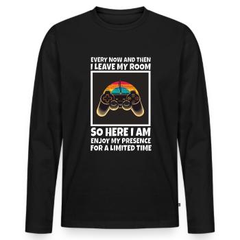 De temps en temps, je quitte ma chambre Gamer Gaming - T-shirt manches longues Premium bio Homme - noir - Devant - Nico (187cm)