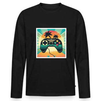 Every Now And Then I Leave My Room Gamer Gaming - Männer Premium Bio Langarmshirt - Schwarz - Vorne - Nico (187cm)