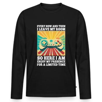 Every Now And Then I Leave My Room Gamer Gaming - Männer Premium Bio Langarmshirt - Schwarz - Vorne - Nico (187cm)