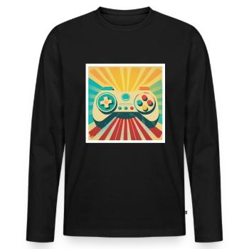 Every Now And Then I Leave My Room Gamer Gaming - Männer Premium Bio Langarmshirt - Schwarz - Vorne - Nico (187cm)